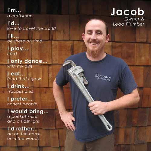 A photo of one of our licensed plumbers Asheville - Goodman Plumbing - Plumbing Contractor Jacob